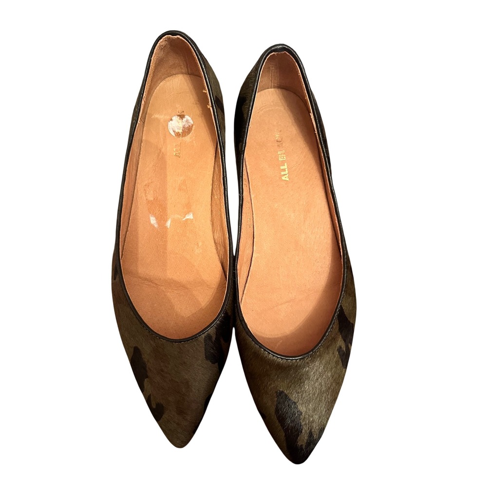 ALL BLACK by Anthro Jungle Dancing Ballet Flats Calf Hair Camo Pointed Toe 38.5